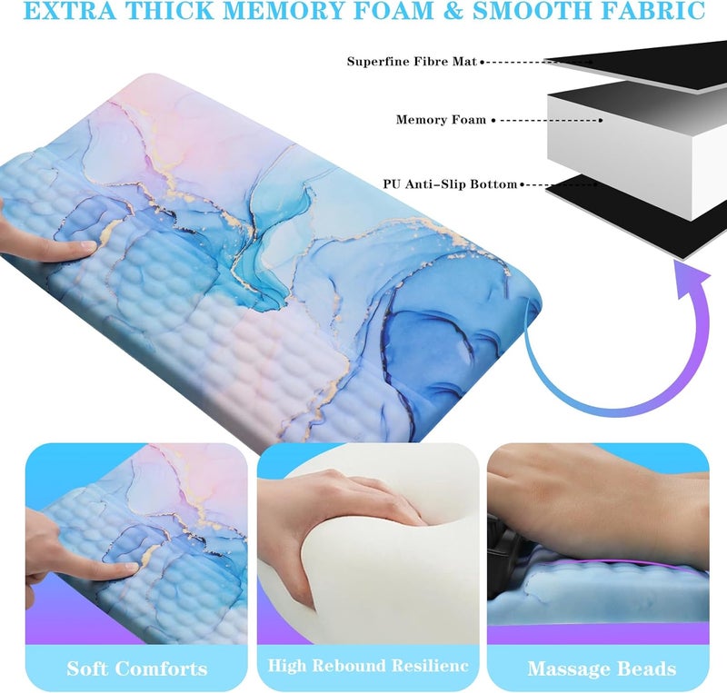 KEPUTAIER Computer Keyboard Stand with Wrist Rest, Ergonomic Tilted Keyboard Holder - Keyboard Riser with Wrist Pad - Keyboard Tray Support for Office Home - Aqua Marble - Image 5